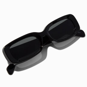 Black Puffy Slim Rectangle Sunglasses,