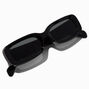 Lunettes de soleil rectangulaires fines noires &agrave; monture bomb&eacute;e,