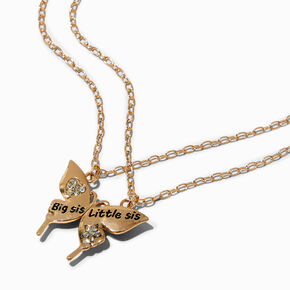 An attractive image of the Big Sis & Little Sis Split Butterfly Pendant Necklaces.