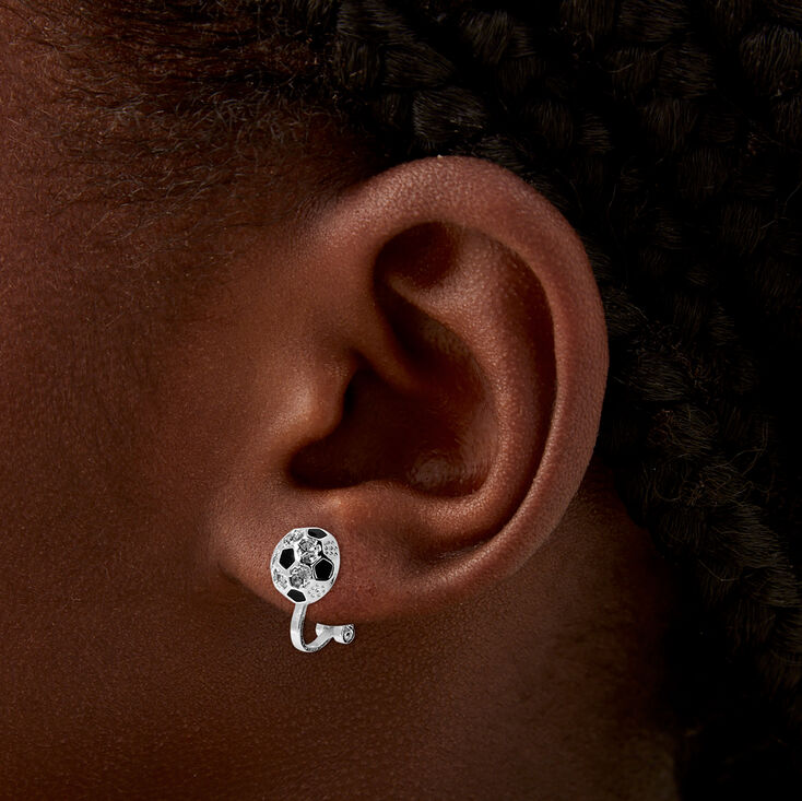 Soccer Ball Clip-On Stud Earrings,