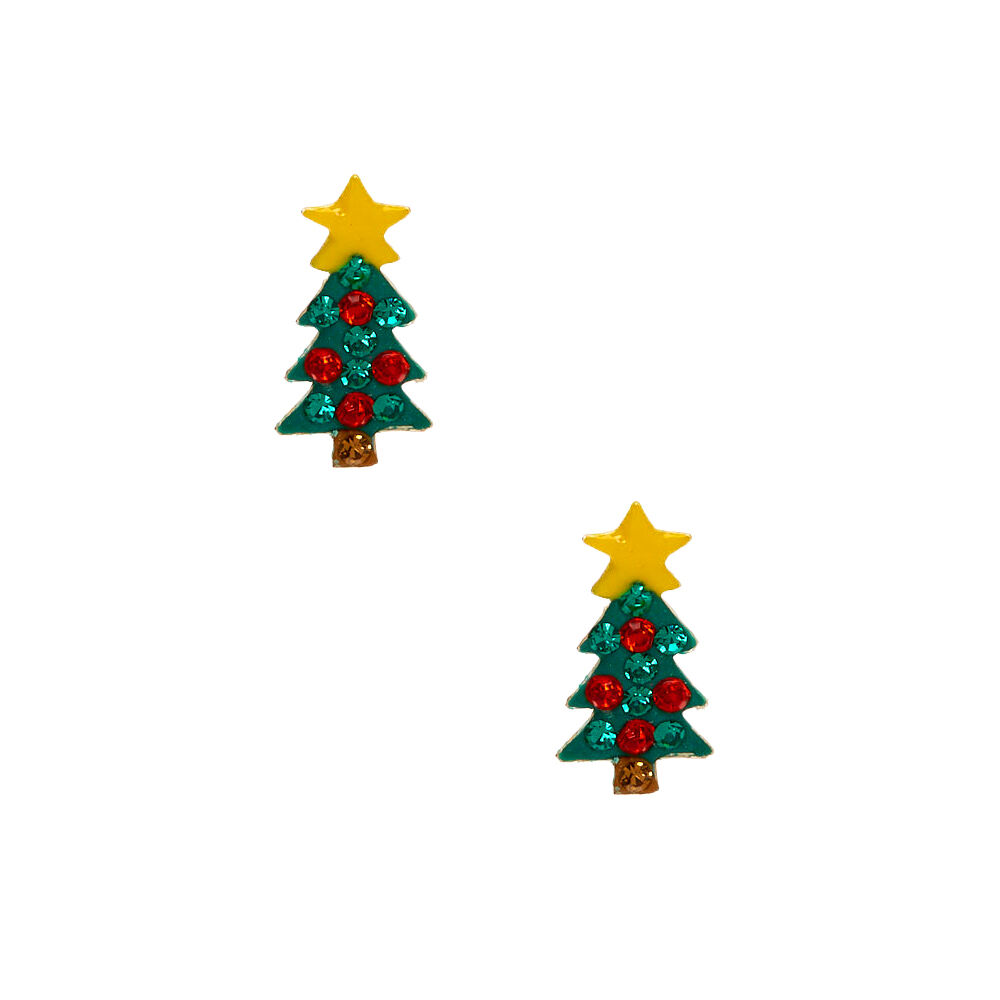 Sterling Silver Christmas Tree Stud Earrings
