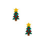 Clous d&rsquo;oreille sapin de No&euml;l couleur argent&eacute;,