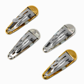 Gold &amp; Silver Snap Hair Clips - 4 Pack,