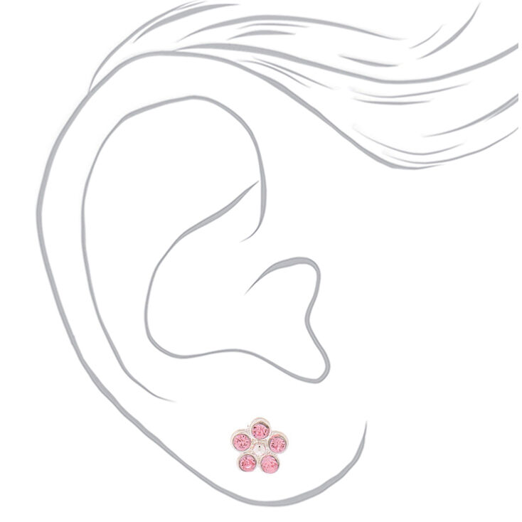 Embellished Flower Stud Earrings - 6 Pack,