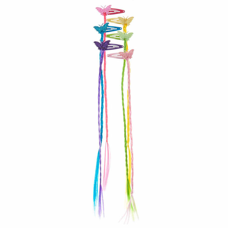 Claire&#39;s Club Butterfly Rainbow Faux Hair Snap Clips,