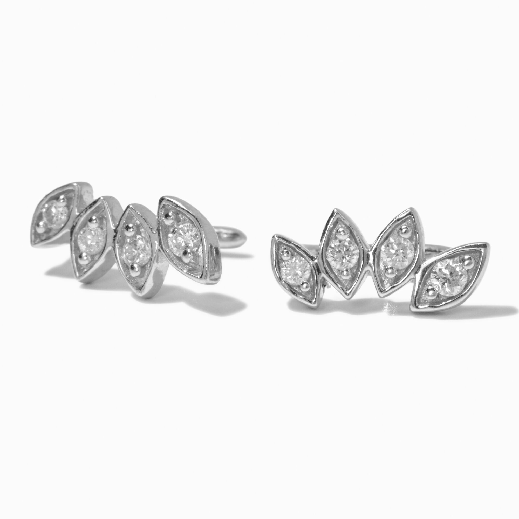C LUXE by Claire s Sterling Silver 1 20 ct. tw. Laboratory Grown Diamond Crawler Cuff Earrings Claire s