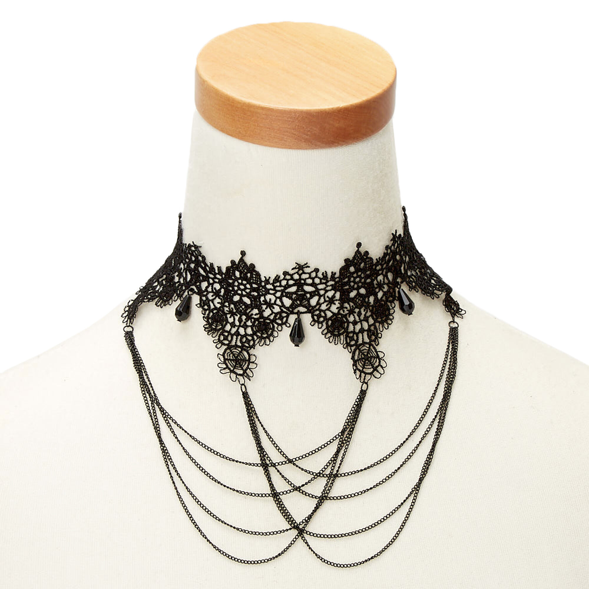 View Claires Lace Swag Choker Necklace Black information