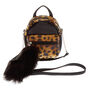 Faux Leather Leopard Cat Mini Backpack Crossbody Bag - Brown,