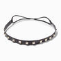 Faux Leather Spiked Black Headwrap,