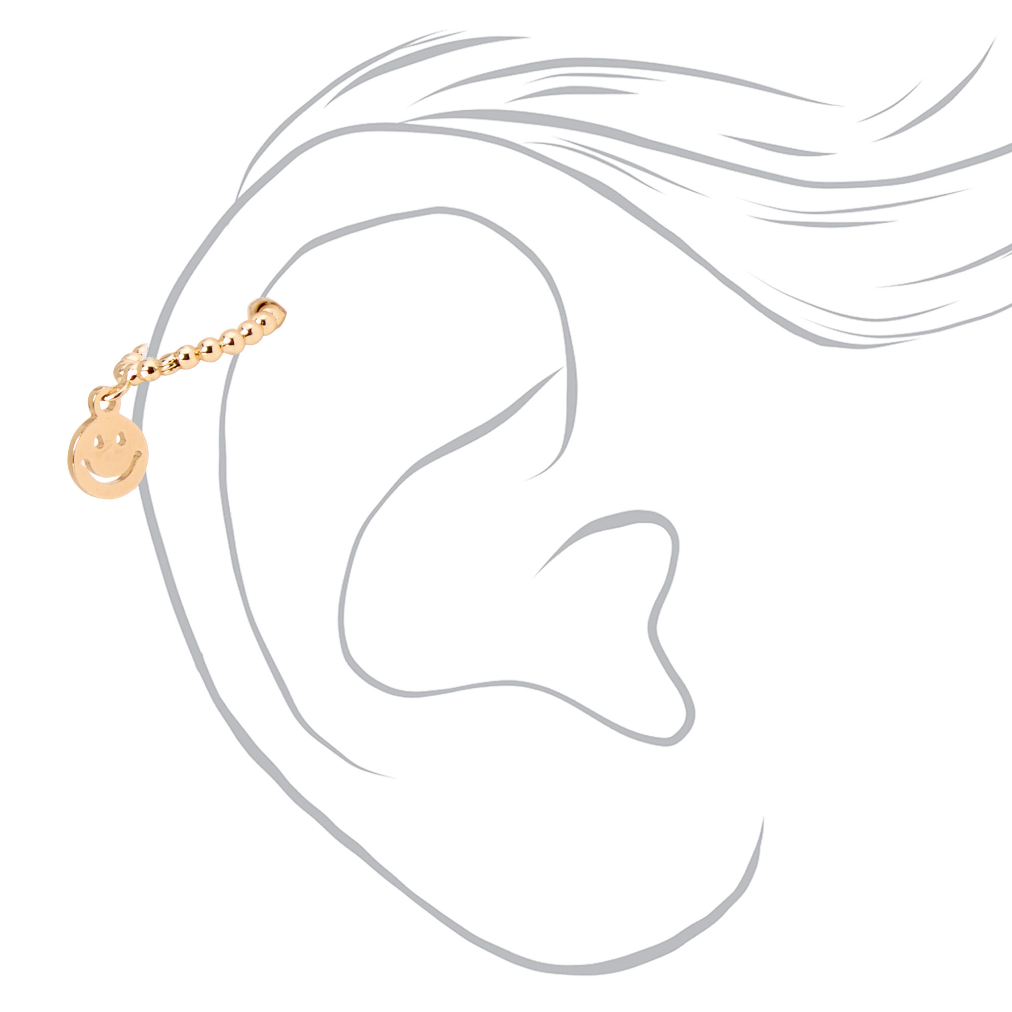 Gold Happy Face 10MM Bubble Cartilage Hoop Earring,