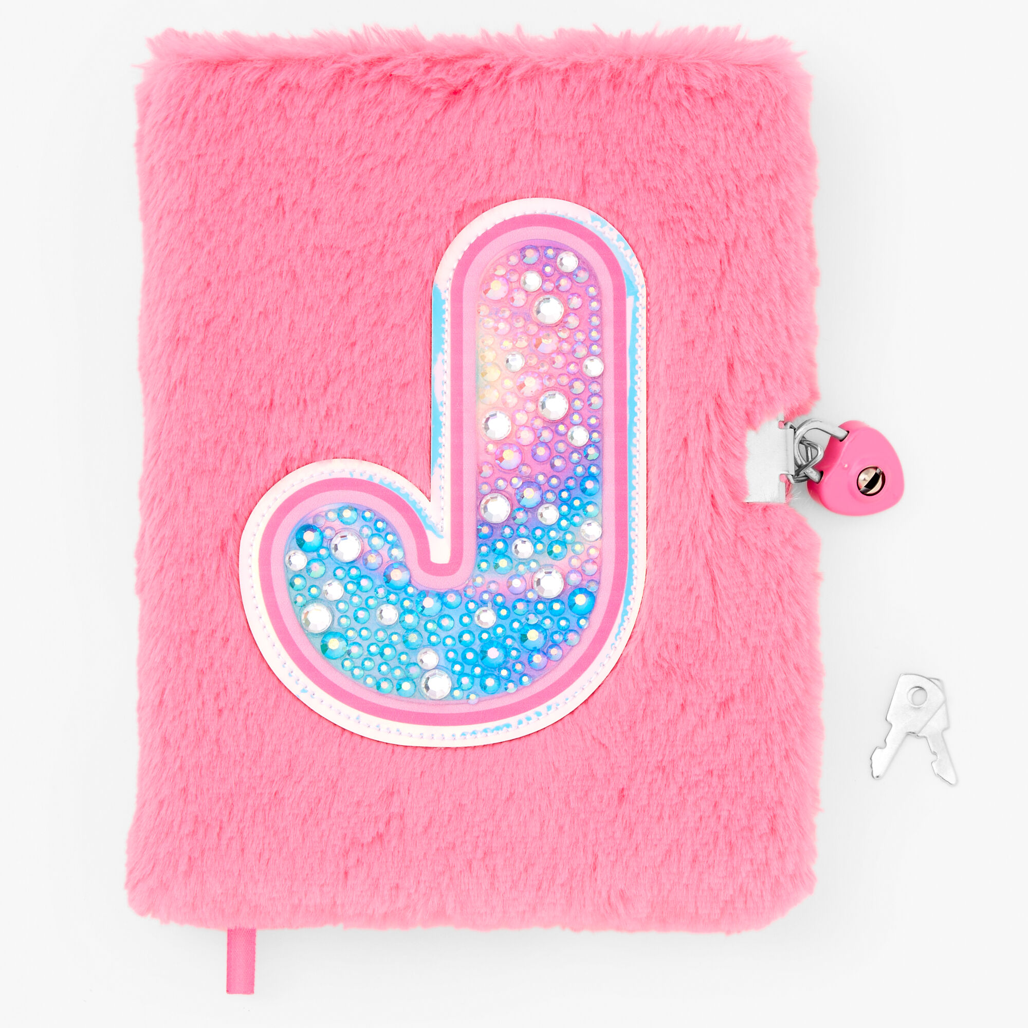 Bejeweled Initial Fuzzy Lock Diary - J,