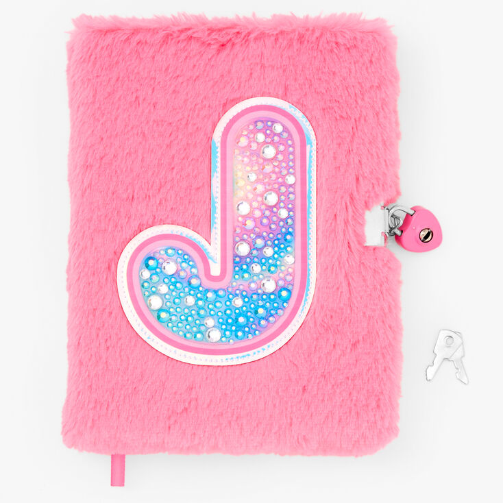 Bejeweled Initial Fuzzy Lock Diary - J,
