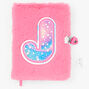 Bejeweled Initial Fuzzy Lock Diary - J,