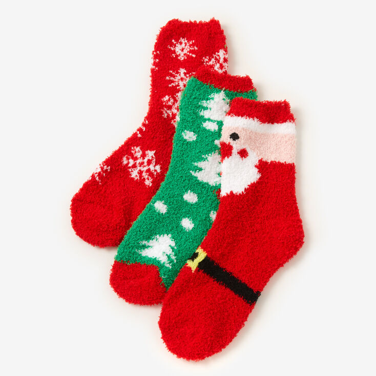 Christmas Cozy Crew Socks - 3 Pack | Claire's