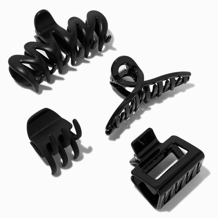 Black Mixed Size Hair Claws - 4 Pack,