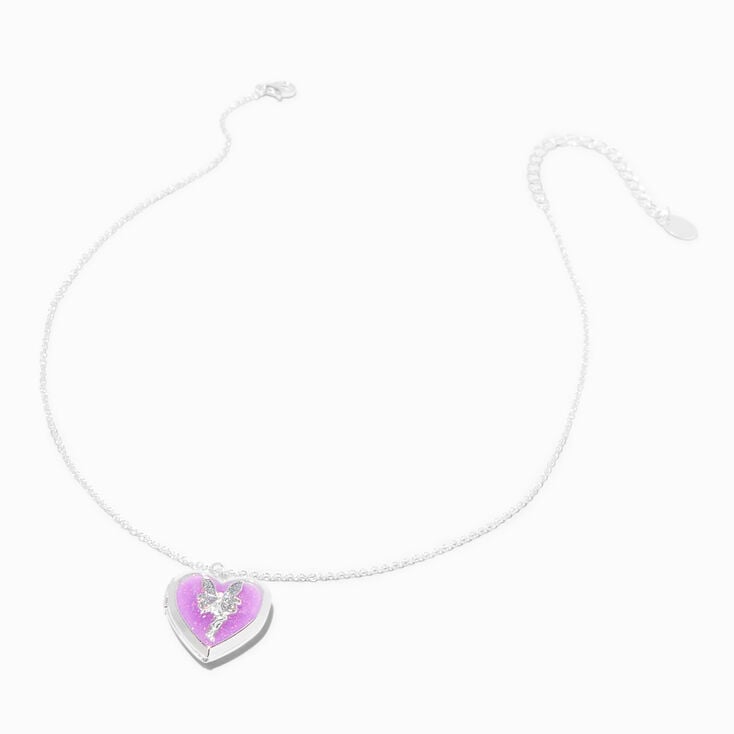 Glow in the Dark Purple Fairy Heart Locket Necklace,