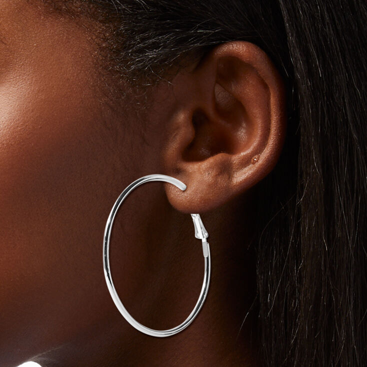 Silver-tone 50mm Hoop Earrings,