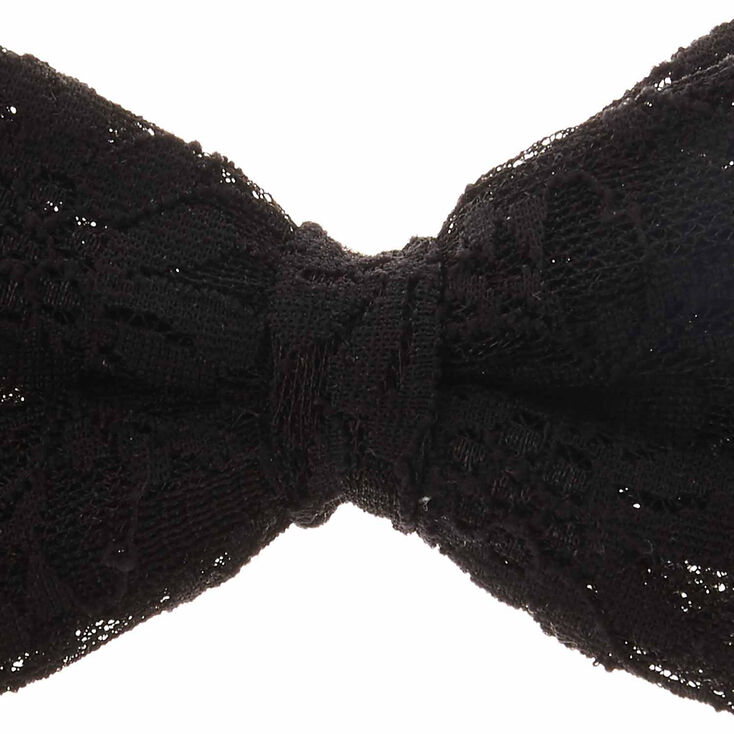 Oversized Lace Hair Bow Clip -  Black,