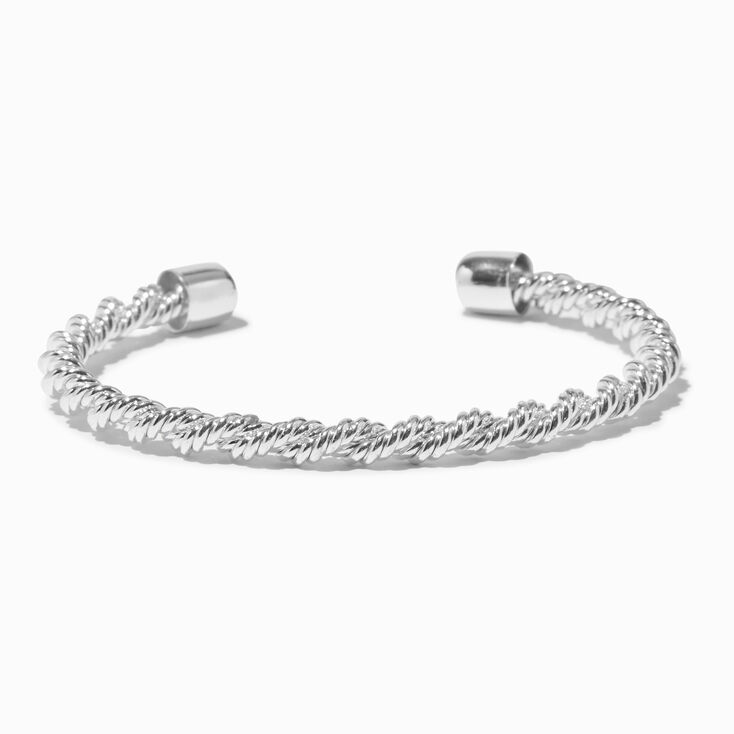 Silver-tone Twisted Rope Cuff Bracelet,