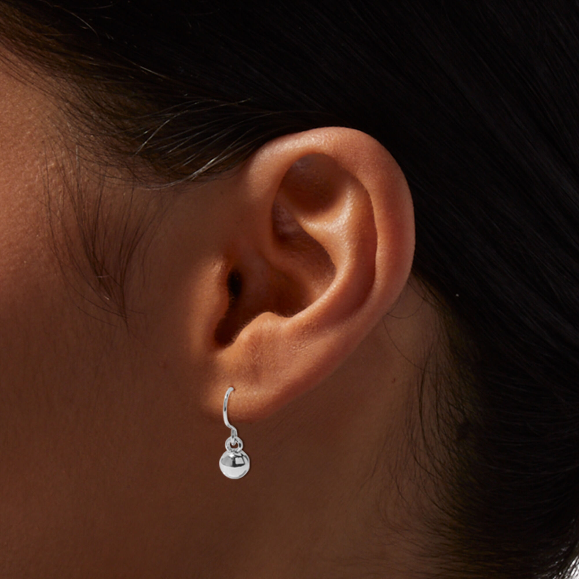 Silver 1'' 8MM Ball Drop Earrings,