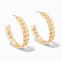 Gold 40MM Textured Leaf Hoop Earrings,