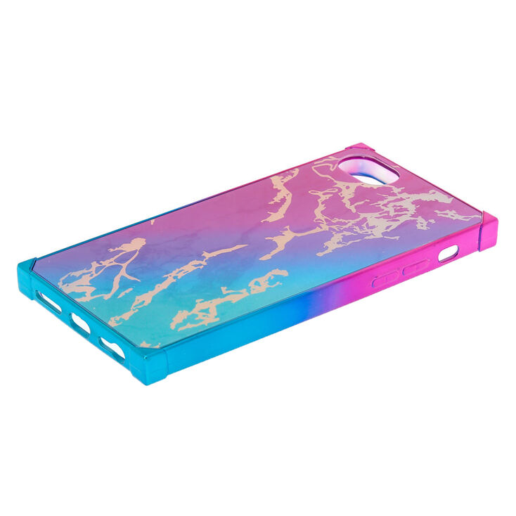 Coque de portable carr&eacute;e arc-en-ciel effet marbr&eacute; - Compatible avec iPhone 6/7/8,