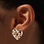 Clous d&#39;oreilles c&oelig;ur en strass noir couleur dor&eacute;e,