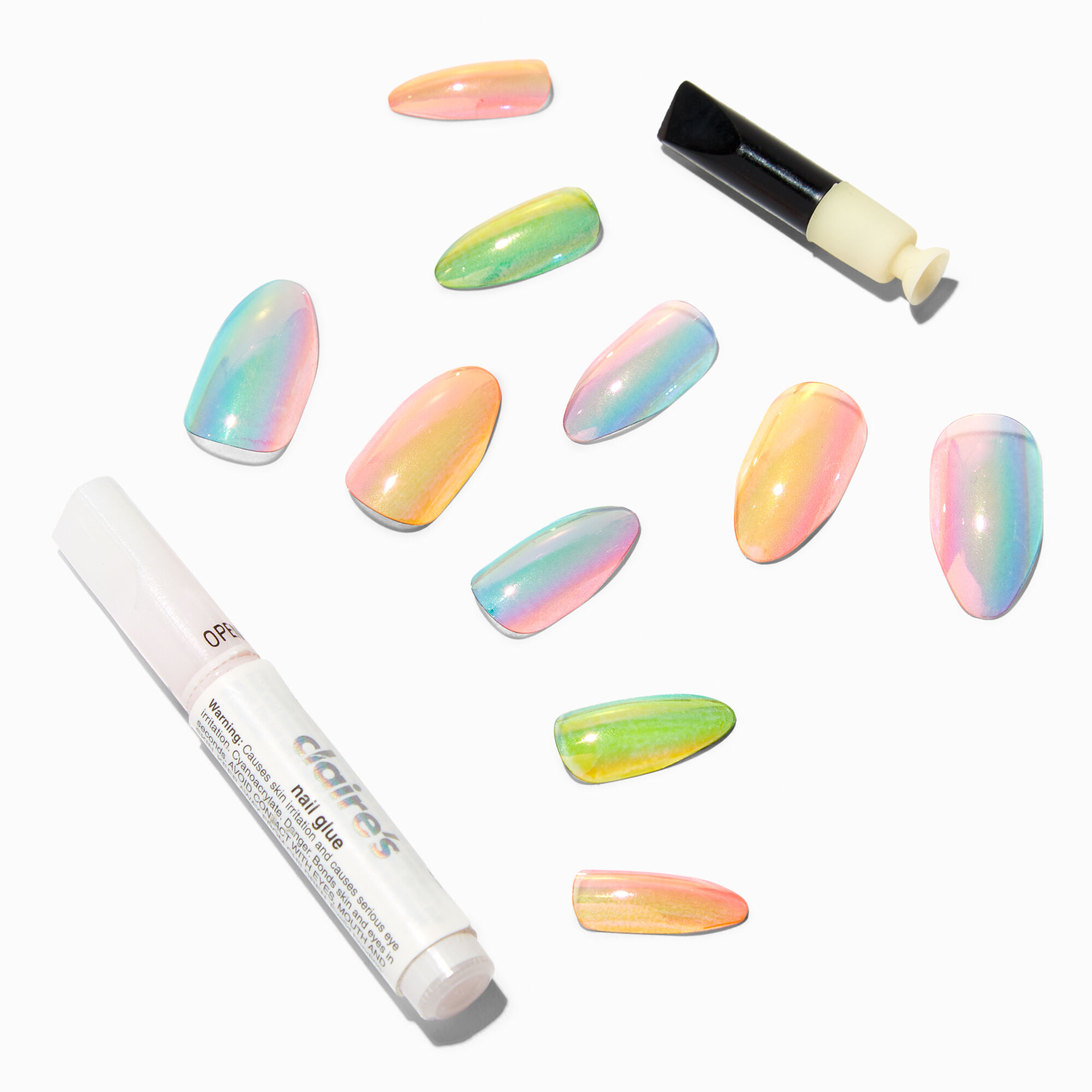 Aurora Chrome Stiletto Vegan Faux Nail Set - 24 Pack,