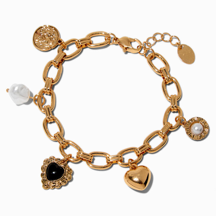 Gold-tone 80s Charm Bracelet ,