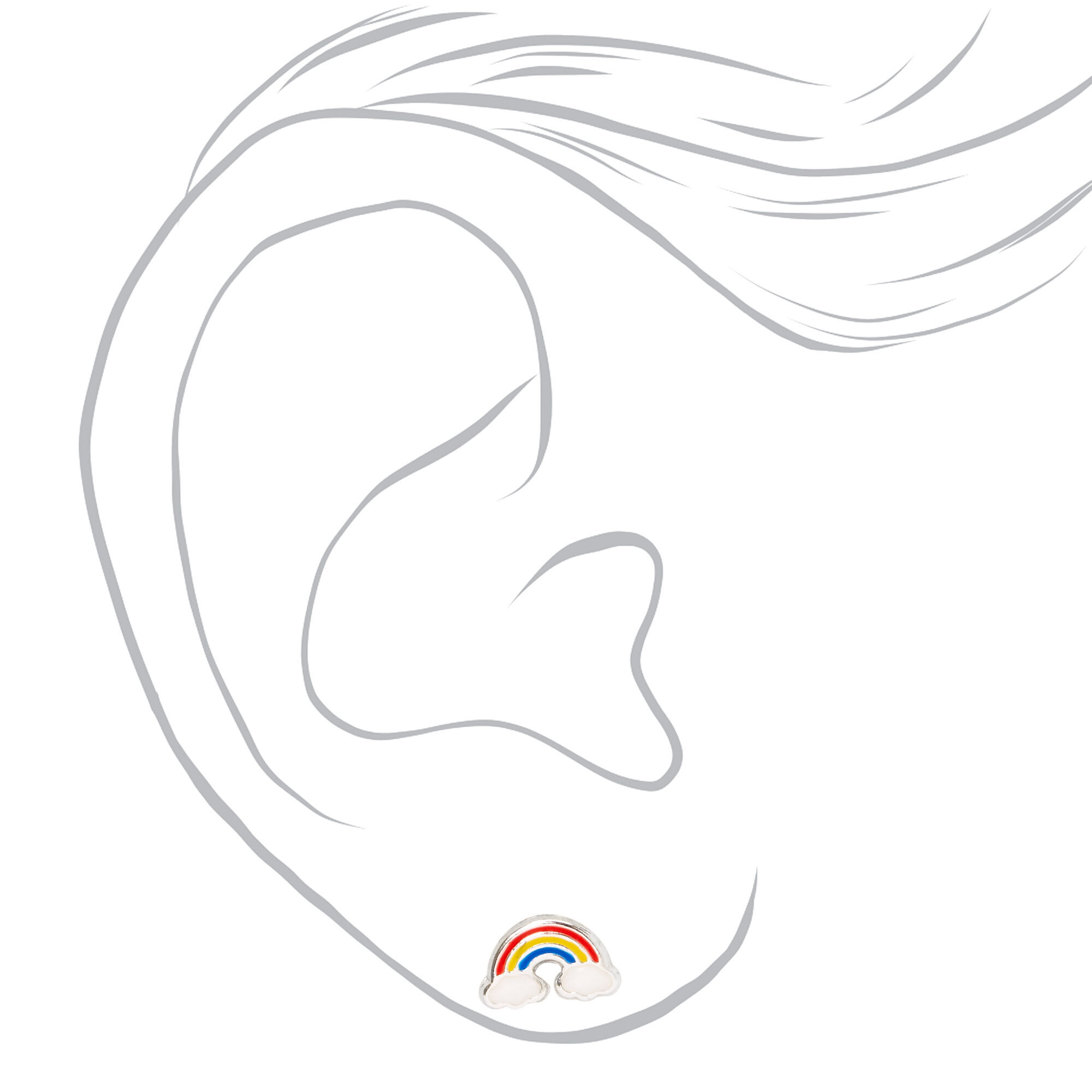 Sterling Silver Rainbow Daisy Stud Earrings - 2 Pack,