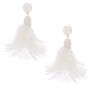 3&quot; Feather Duster Earrings - White,