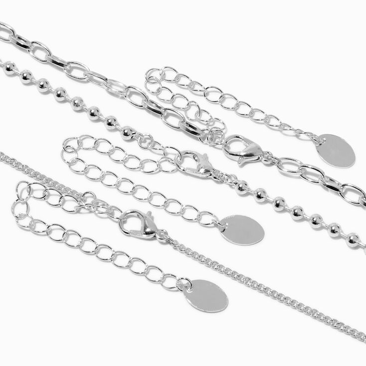 Silver-tone Paperclip & Ball Chain Cross Necklaces - 3 Pack
