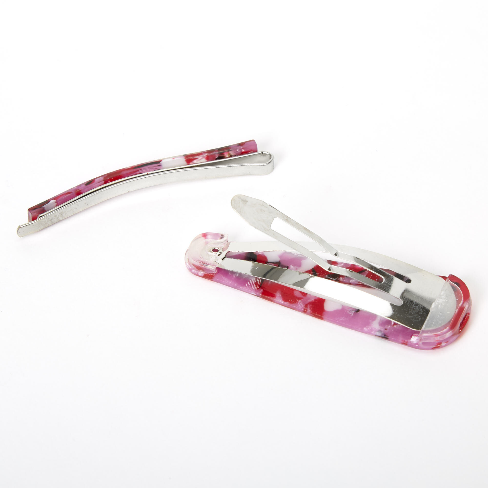 Tortoiseshell Resin Hair Pin & Snap Clip - Pink, 2 Pack,