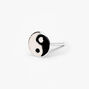 Sterling Silver One Enamel Yin Yang Stud Earring,