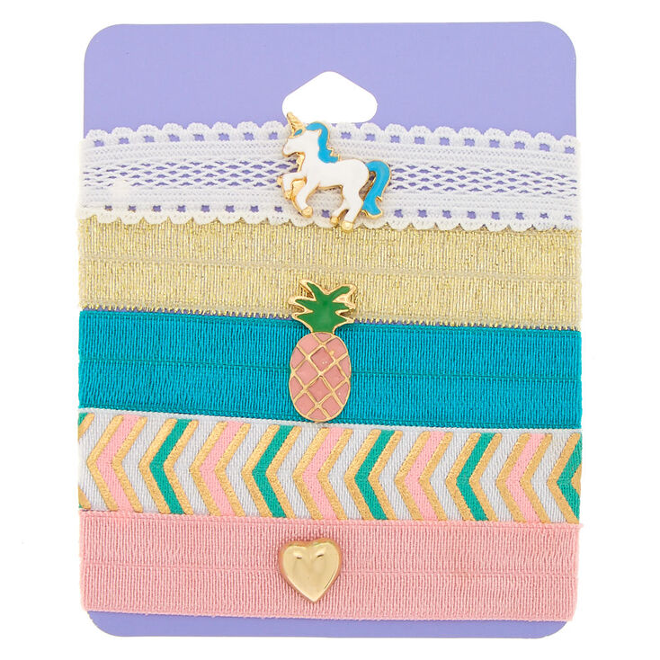 Claire's Lot de 5 bracelets élastiques rubans licorne style estival