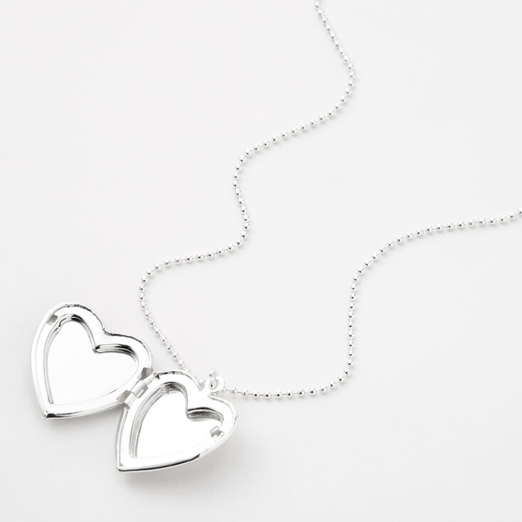 Glitter Heart Locket Necklace - Pink,