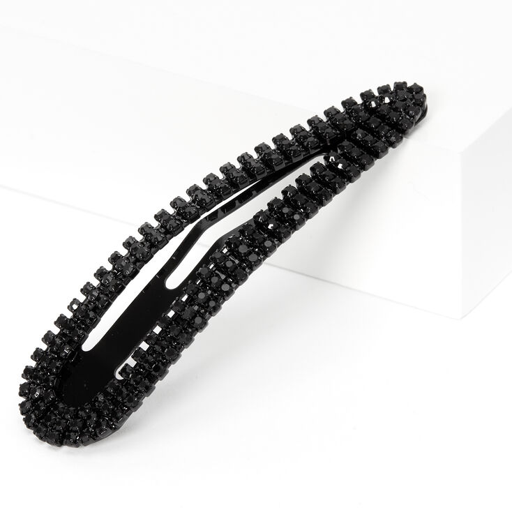 Claire's Barrette clic clac volumineuse noire avec strass