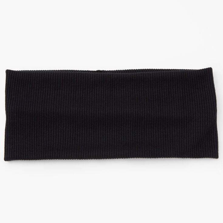 Black Flat Ribbed Headwrap,