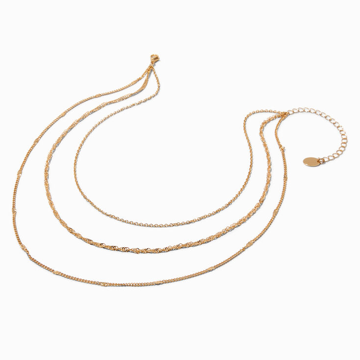 Claire&#39;s Recycled Jewellery Gold-tone Multi-Strand Woven Chain Necklace,