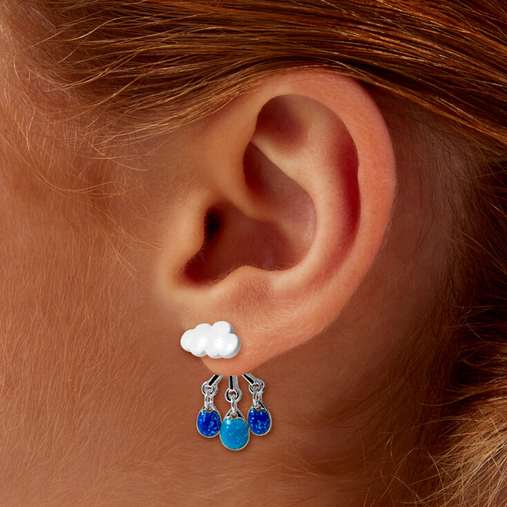 Glow in the Dark Rain Cloud Front &amp; Back Earrings ,