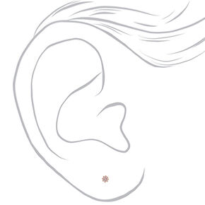 Rose Gold-tone Cubic Zirconia Round Crown Stud Earrings - 3MM,