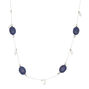 Silver Stone Long Necklace - Blue,