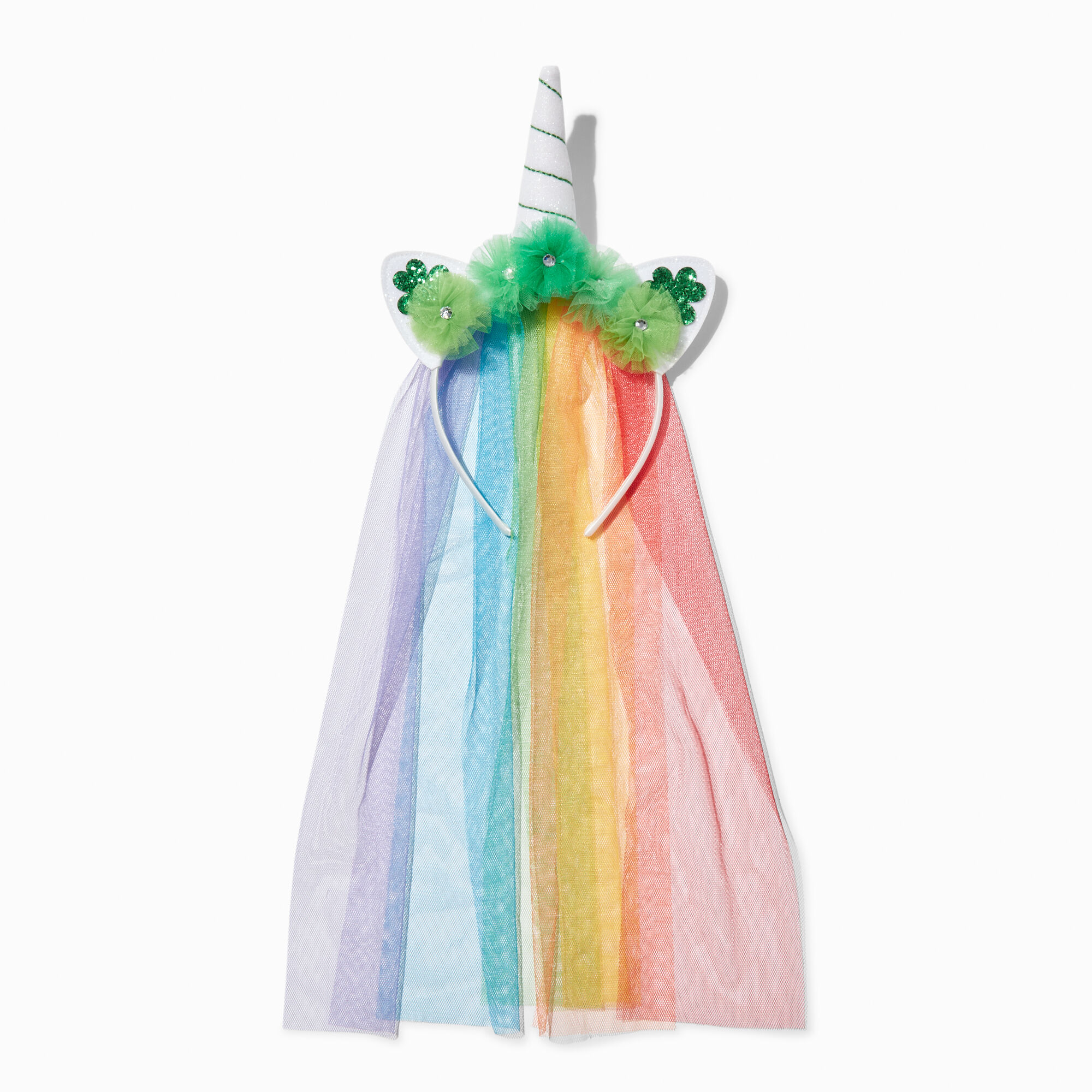 St. Patrick's Day Unicorn Rainbow Veil Headband,