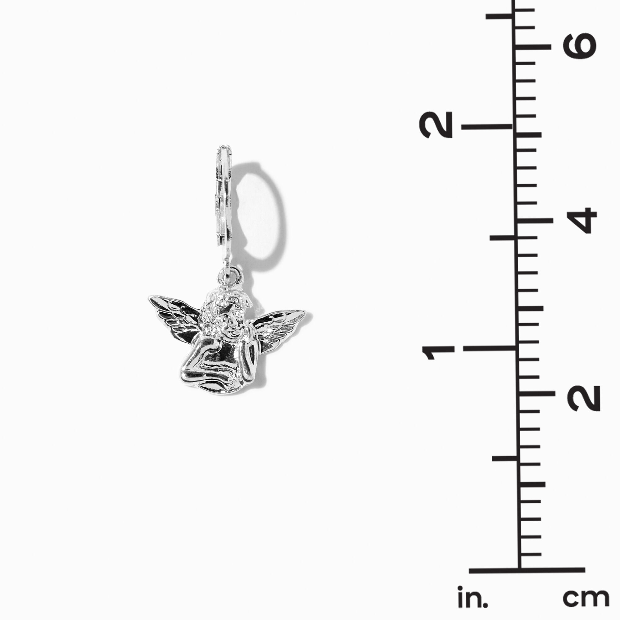 Silver 15MM Angel Huggie Hoop Earrings,