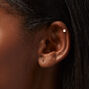 Rose Gold-tone Stainless Steel Cubic Zirconia Multi Changeable Flat Back 16G Tragus Earrings - 5 Pack,