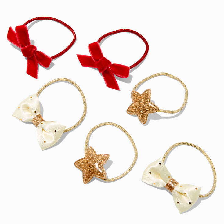 Claire&#39;s Club Holiday Mixed Icons Hair Ties - 6 Pack,