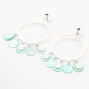 Silver 2&quot; Circle Gypsy Seashell Drop Earrings - Mint,