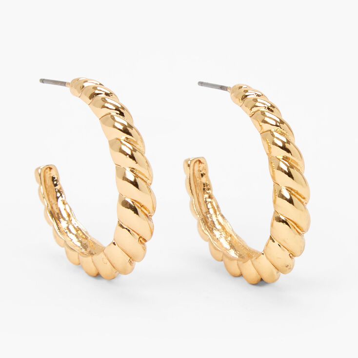 Gold 30MM Croissant Half Hoop Earrings | Claire's US