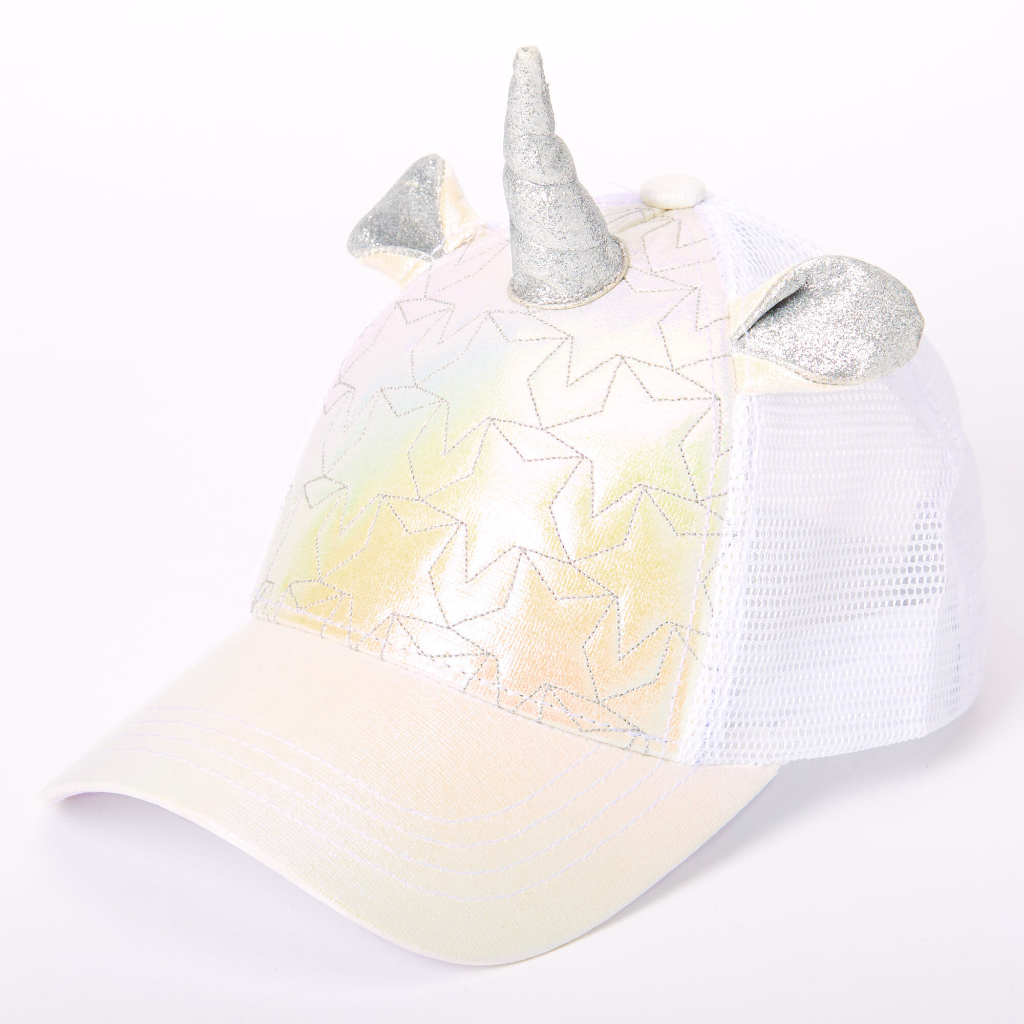 Casquette camionneur licorne matelassé irisé - Blanc,