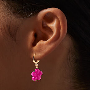 Boucles d&rsquo;oreilles superposables cottagecore rose vif - Lot de 6,
